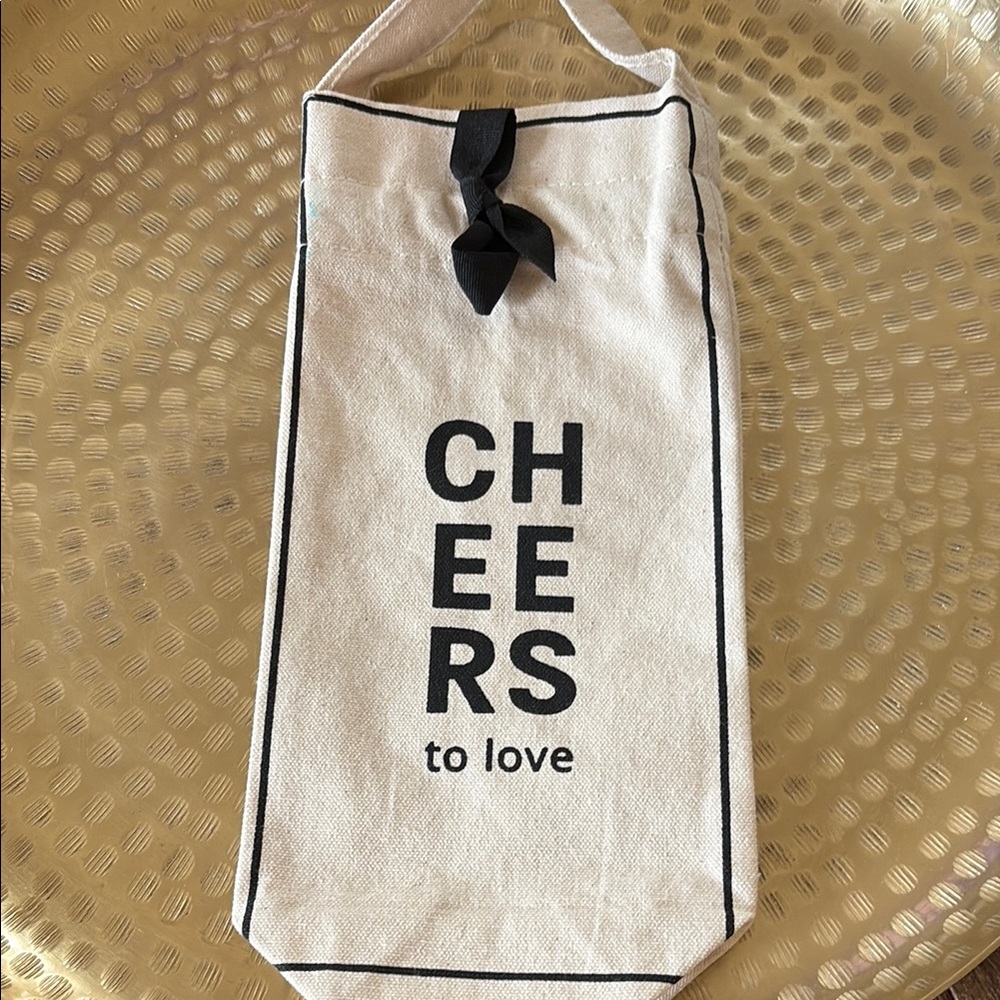 Canvas Wine Tote with Black Text
